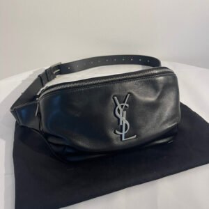 YSL Black Cassandre Leather Belt Bag